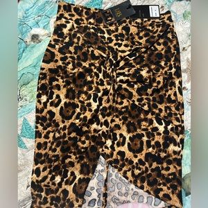 Leopard Print Faux Wrap Hi/Low Skirt